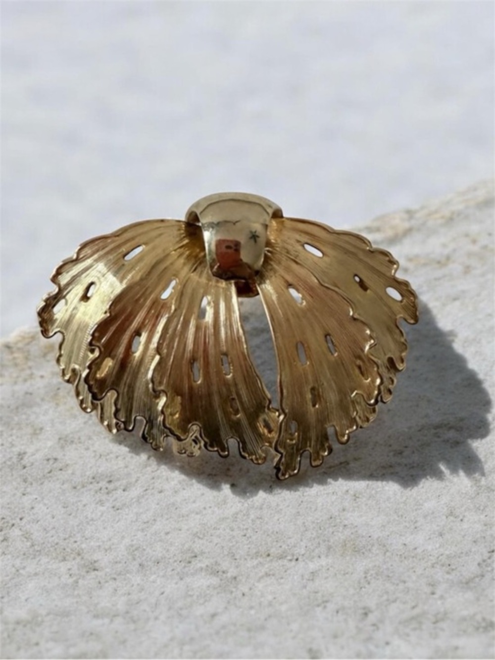 Gold Leaf flower Brooch. Vintage